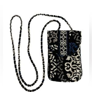 Vera Bradley Cell Phone Holder Chain Crossbody Mini Wallet Canterberry Cobalt